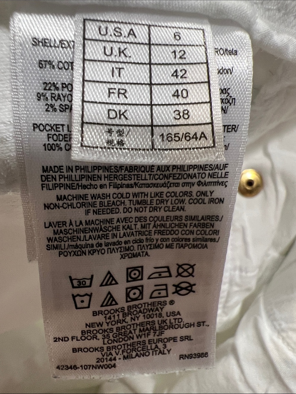 Brooks Brothers White Denim Ankle Jean Size 6. Like New. - Picture 9 of 10